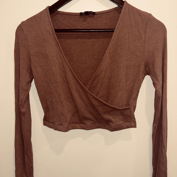 Dynamite Tops - Mauve Long Sleeve Wrap Top